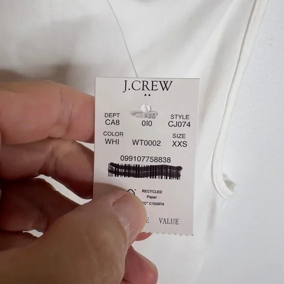 J.Crew Stretch cotton-blend apron tank top White Size XXS CJ074 - Picture 2 of 5